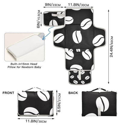Coffee Black Print Portable Diaper Changing Pad for Walks