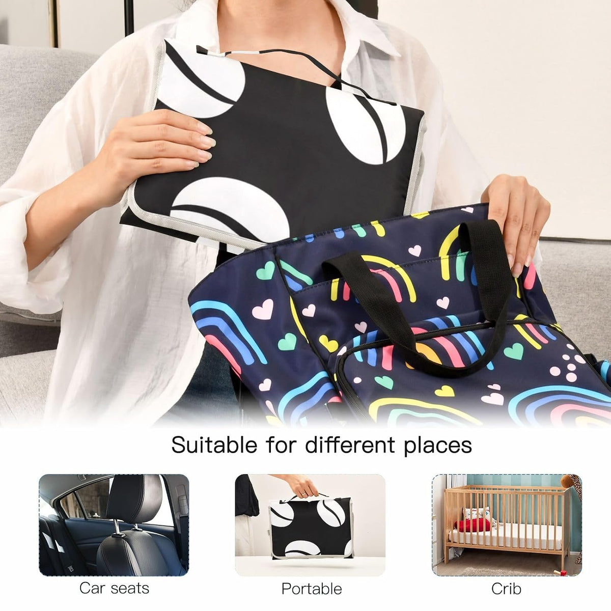 Coffee Black Print Portable Diaper Changing Pad for Walks