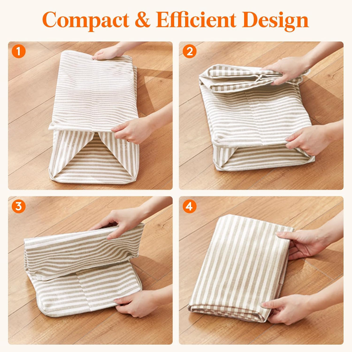 80L Large Laundry Baskets, 3 Pack, Reinforced Handles, Beige