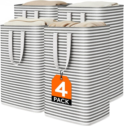 80L Large Laundry Baskets, 3 Pack, Reinforced Handles, Beige