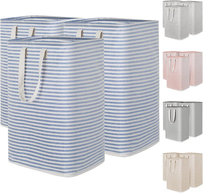 80L Large Laundry Baskets, 3 Pack, Reinforced Handles, Beige
