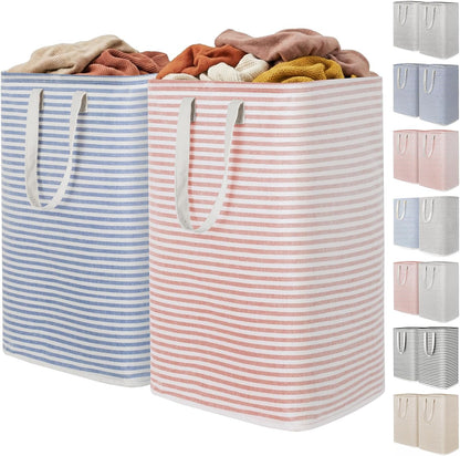 80L Large Laundry Baskets, 3 Pack, Reinforced Handles, Beige