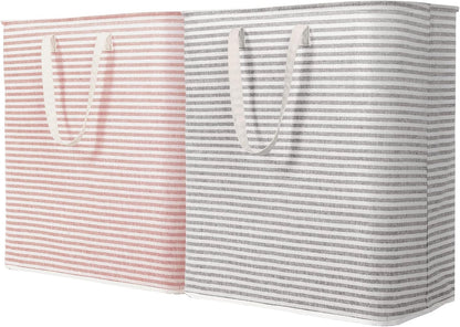 80L Large Laundry Baskets, 3 Pack, Reinforced Handles, Beige