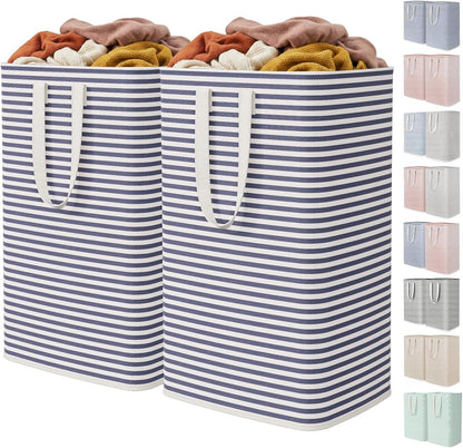 80L Large Laundry Baskets, 3 Pack, Reinforced Handles, Beige