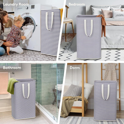 80L Large Laundry Baskets, 3 Pack, Reinforced Handles, Beige