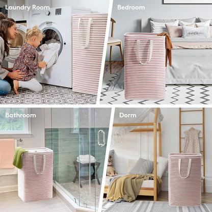 80L Large Laundry Baskets, 3 Pack, Reinforced Handles, Beige
