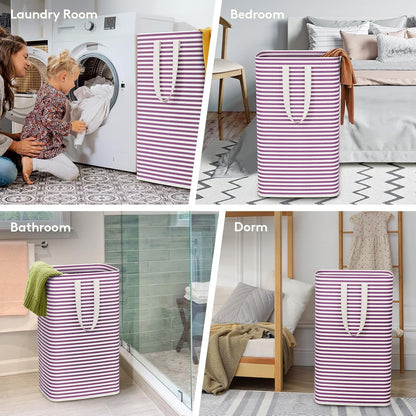 80L Large Laundry Baskets, 3 Pack, Reinforced Handles, Beige
