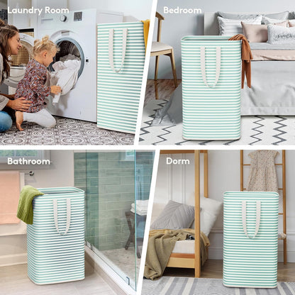 80L Large Laundry Baskets, 3 Pack, Reinforced Handles, Beige