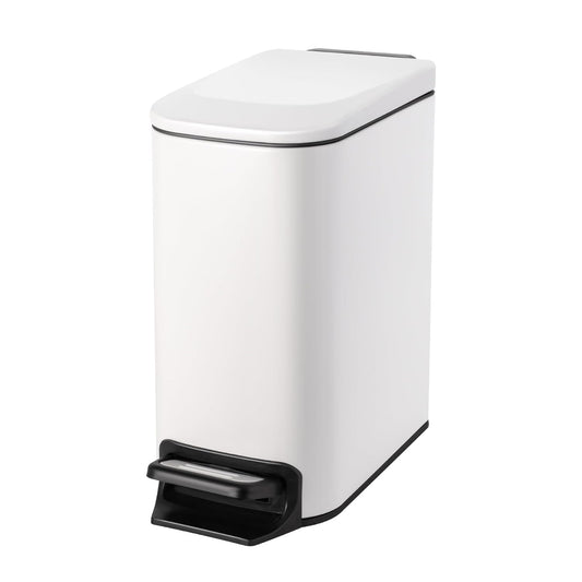 Small Bathroom Trash Can with Lid, 1.6 Gal, Soft Close, White