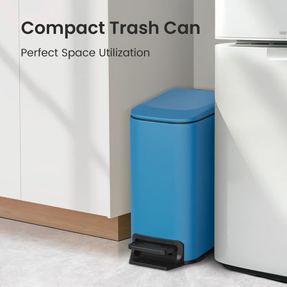 Small Bathroom Trash Can with Lid, 1.6 Gal, Soft Close, White