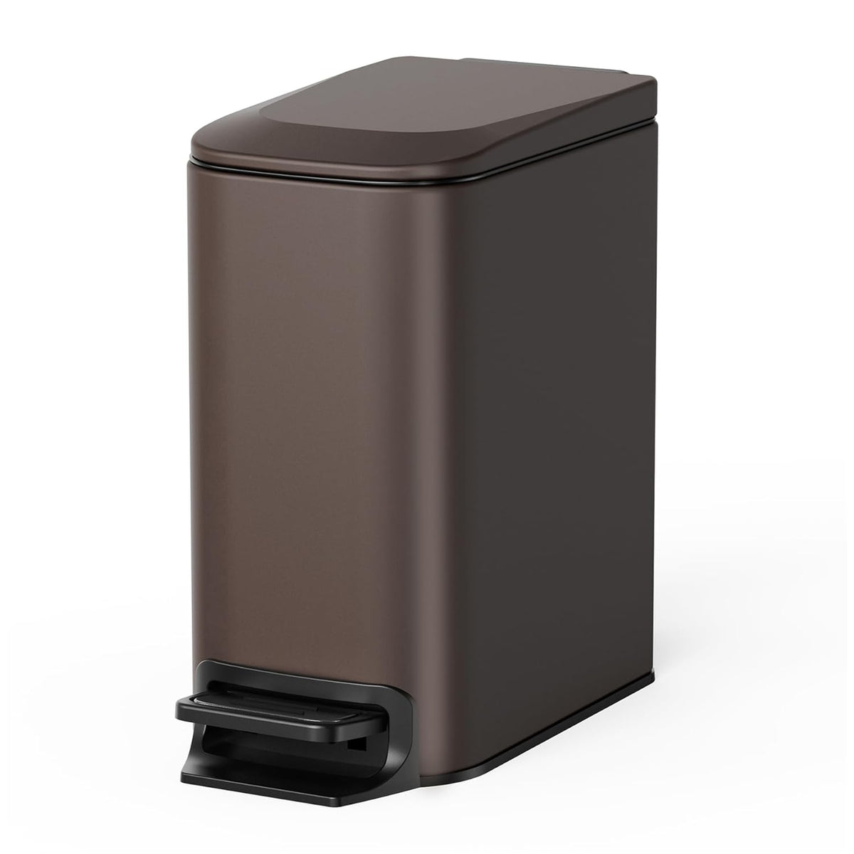 Small Bathroom Trash Can with Lid, 1.6 Gal, Soft Close, White