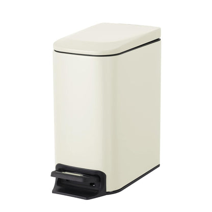 Small Bathroom Trash Can with Lid, 1.6 Gal, Soft Close, White
