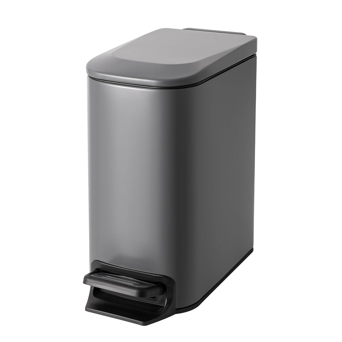 Small Bathroom Trash Can with Lid, 1.6 Gal, Soft Close, White
