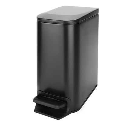 Small Bathroom Trash Can with Lid, 1.6 Gal, Soft Close, White