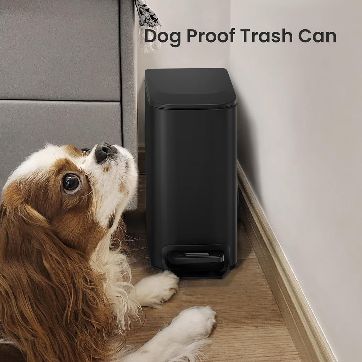 Small Bathroom Trash Can with Lid, 1.6 Gal, Soft Close, White