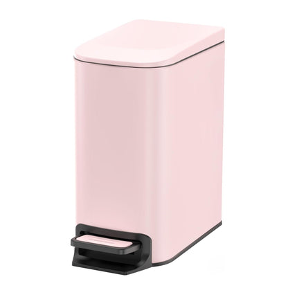 Small Bathroom Trash Can with Lid, 1.6 Gal, Soft Close, White