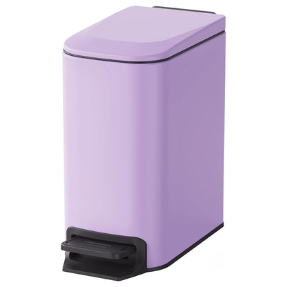 Small Bathroom Trash Can with Lid, 1.6 Gal, Soft Close, White