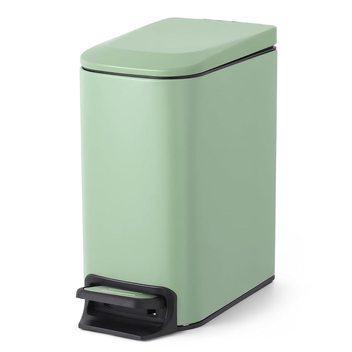 Small Bathroom Trash Can with Lid, 1.6 Gal, Soft Close, White