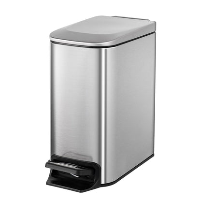 Small Bathroom Trash Can with Lid, 1.6 Gal, Soft Close, White