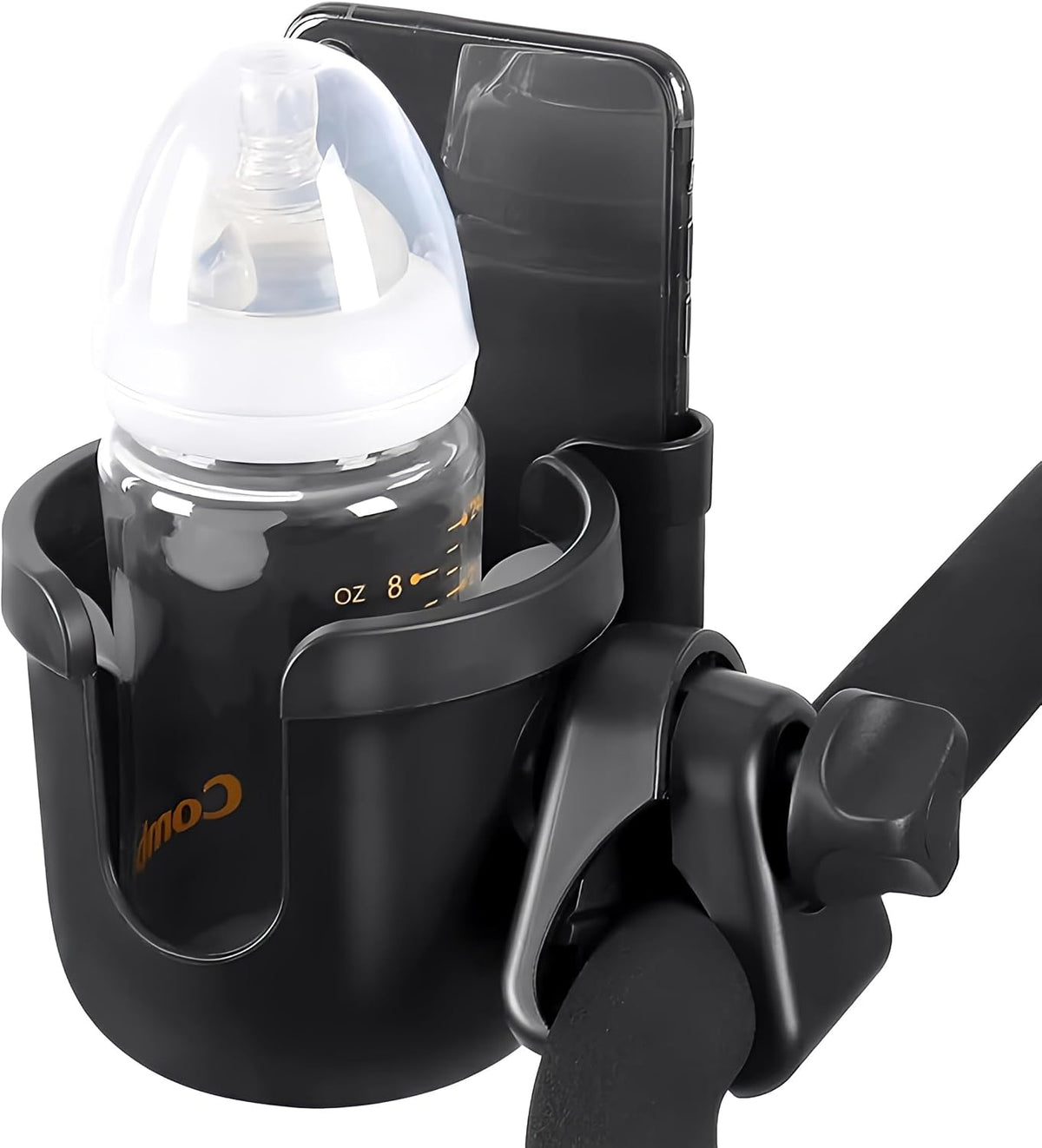 Universal Stroller Cup Holder with Mobile Phone Strollers Storage Rack, 360 Degrees Rotation Drink Holder for Bike, Pushchair, Wheelchair, Walker, Fits Most Cups