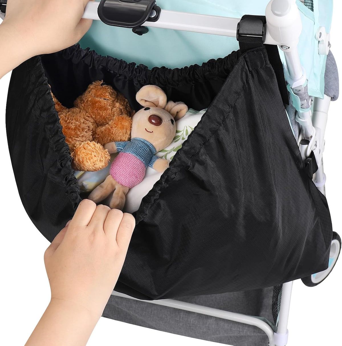 Stroller Organizer, Universal Stroller Bag for Uppababy, Baby Jogger, Britax Strollers, Adjustable Large Storage Accessories Caddy for Stroller and Crib