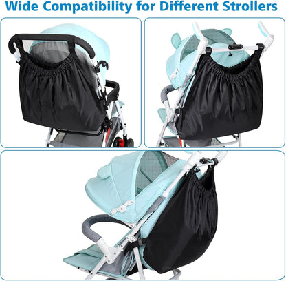 Stroller Organizer, Universal Stroller Bag for Uppababy, Baby Jogger, Britax Strollers, Adjustable Large Storage Accessories Caddy for Stroller and Crib