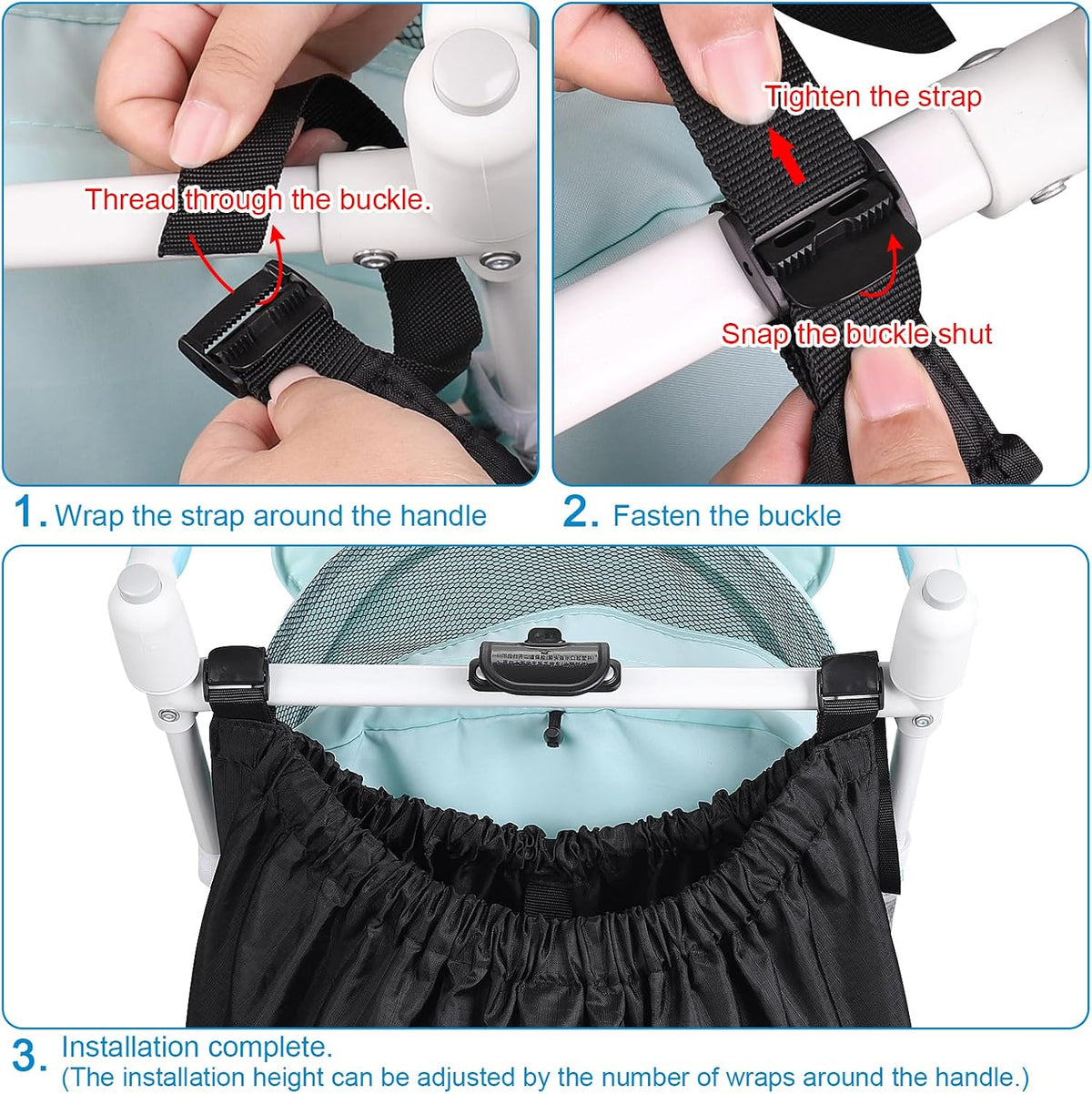 Stroller Organizer, Universal Stroller Bag for Uppababy, Baby Jogger, Britax Strollers, Adjustable Large Storage Accessories Caddy for Stroller and Crib