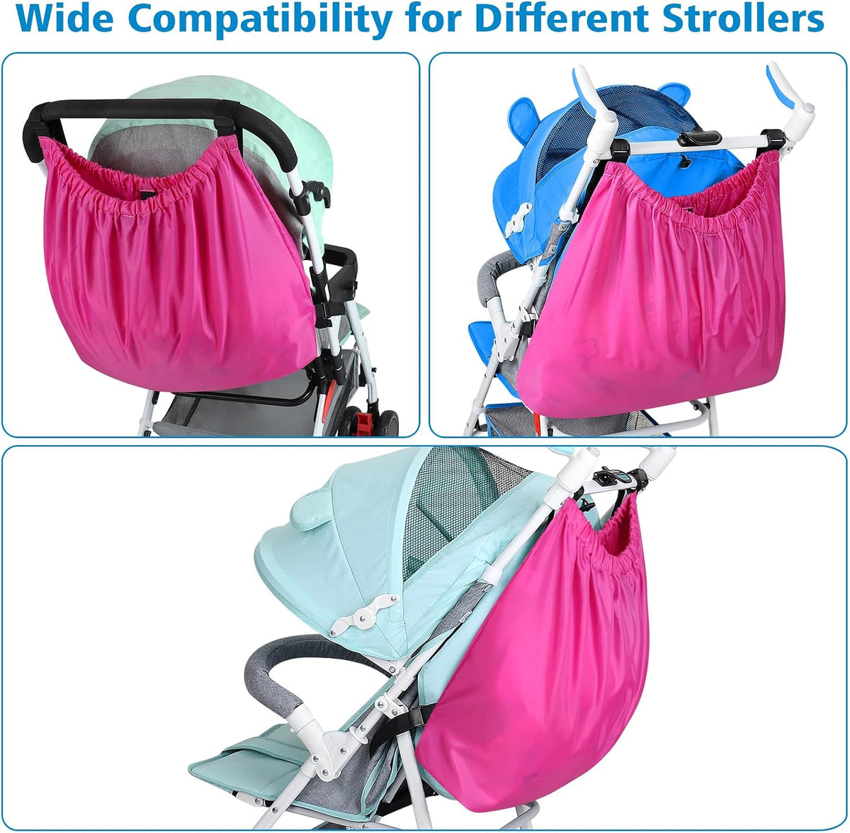 Stroller Organizer, Universal Stroller Bag for Uppababy, Baby Jogger, Britax Strollers, Adjustable Large Storage Accessories Caddy for Stroller and Crib