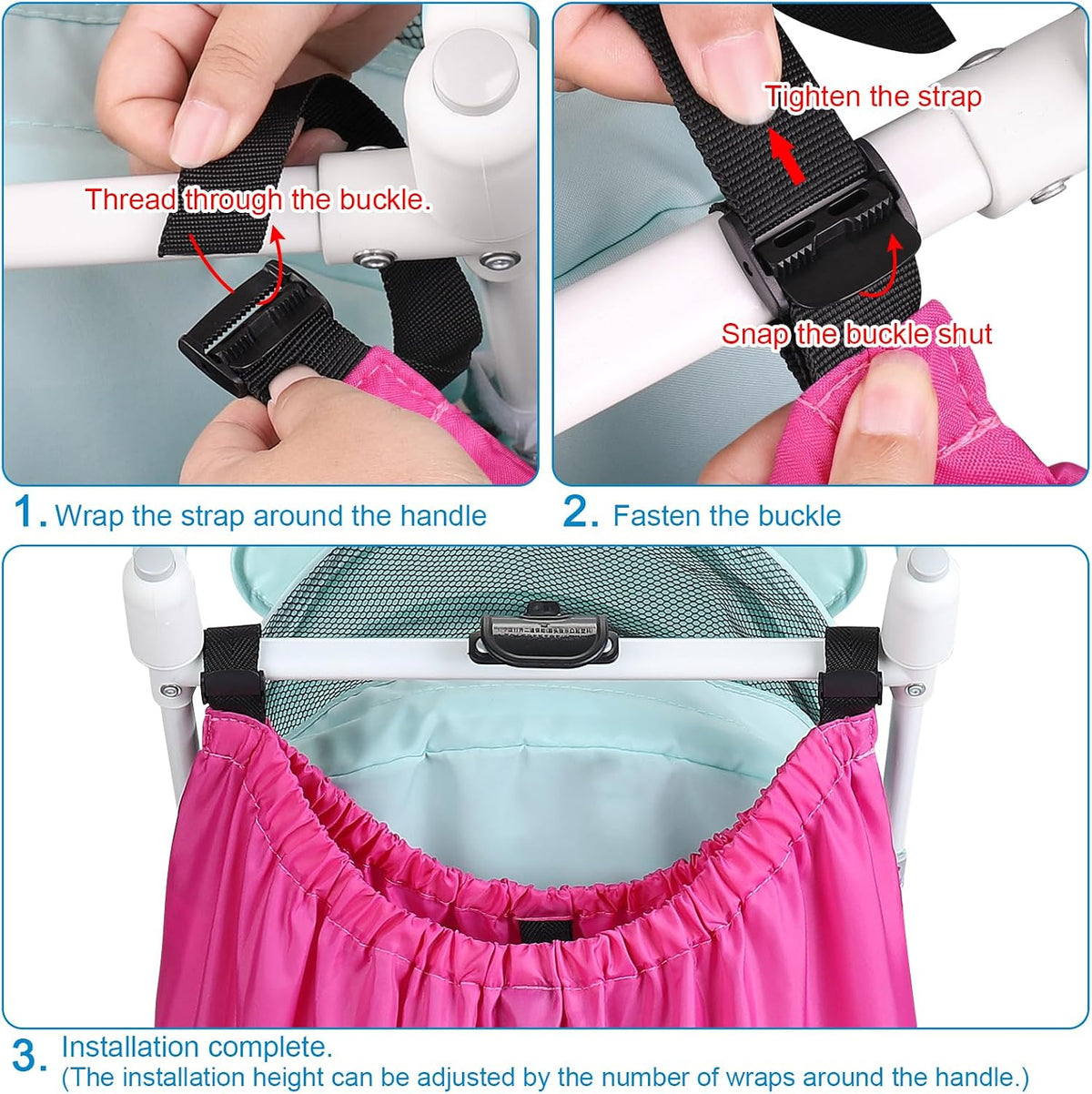 Stroller Organizer, Universal Stroller Bag for Uppababy, Baby Jogger, Britax Strollers, Adjustable Large Storage Accessories Caddy for Stroller and Crib