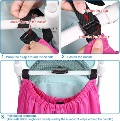 Stroller Organizer, Universal Stroller Bag for Uppababy, Baby Jogger, Britax Strollers, Adjustable Large Storage Accessories Caddy for Stroller and Crib