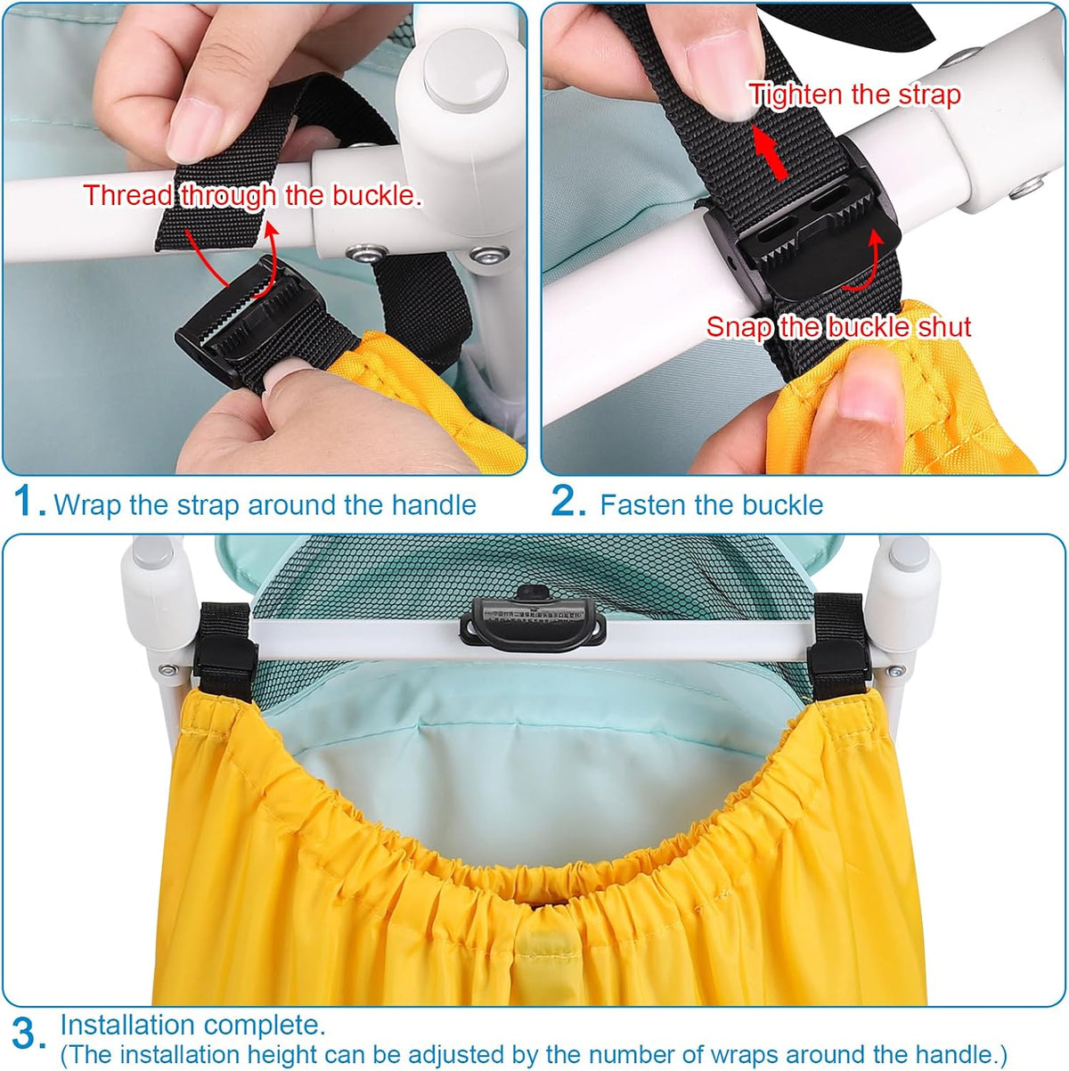 Stroller Organizer, Universal Stroller Bag for Uppababy, Baby Jogger, Britax Strollers, Adjustable Large Storage Accessories Caddy for Stroller and Crib