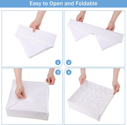 Foldable Storage Cubes Drawer Underwear Organizer Dividers， under Cabinet Organizer 24-Cell Fabric Storage Boxes for Lingerie,Socks,Ties （Grey）