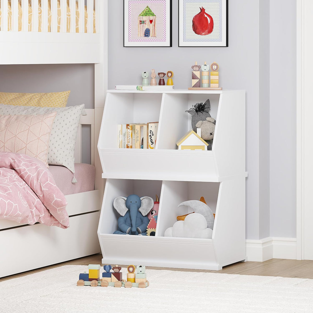 Kids Toy Storage Organizer, Stackable Bins, Cubby Toy Shelf