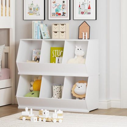 Kids Toy Storage Organizer, Stackable Bins, Cubby Toy Shelf