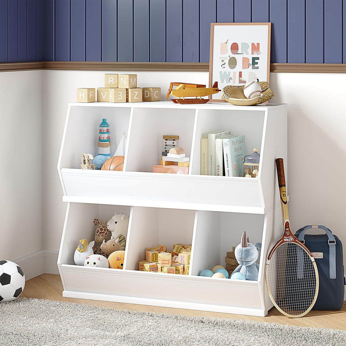Kids Toy Storage Organizer, Stackable Bins, Cubby Toy Shelf