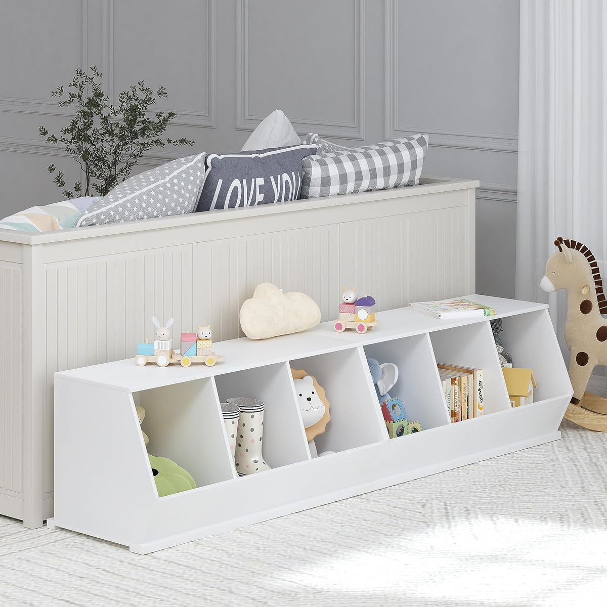 Kids Toy Storage Organizer, Stackable Bins, Cubby Toy Shelf