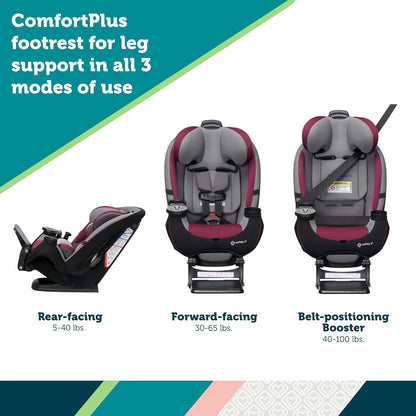 Grow and Go All-in-One Convertible Car Seat, Rear Facing, 5-40 lbs, Forward Facing (30–65 lbs), High Back Booster Seat 40-100 pounds, Alaskan Blue