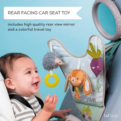 Musical Car Seat Toys for 0-12 Month Old Babies - Activity Center with Sensory Soft Hanging Toys and Mirror - Carseat Gift for Infants