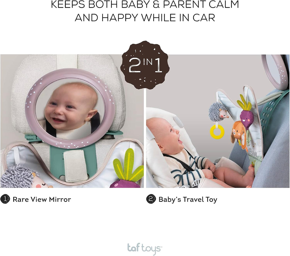 Musical Car Seat Toys for 0-12 Month Old Babies - Activity Center with Sensory Soft Hanging Toys and Mirror - Carseat Gift for Infants