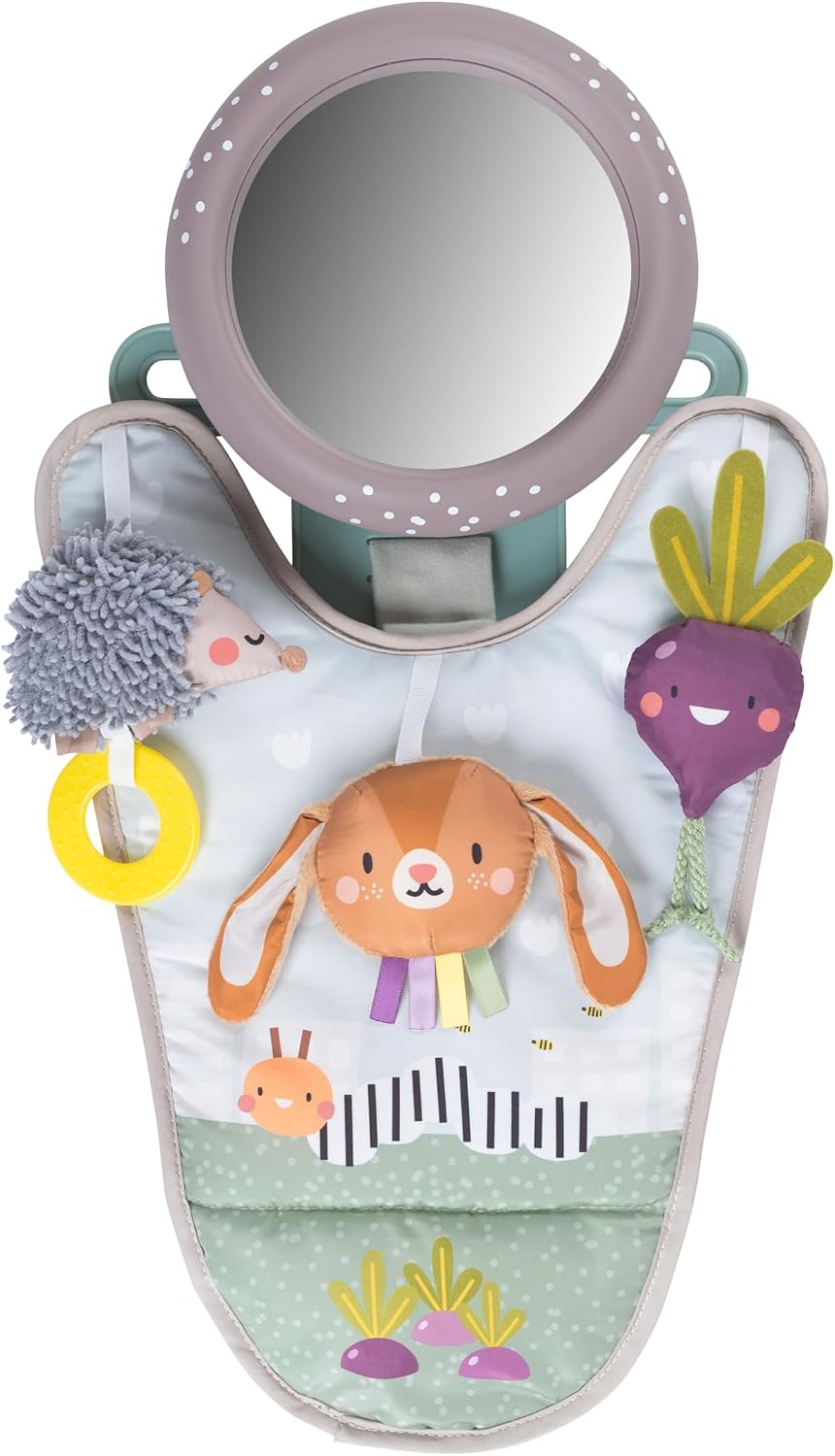 Musical Car Seat Toys for 0-12 Month Old Babies - Activity Center with Sensory Soft Hanging Toys and Mirror - Carseat Gift for Infants