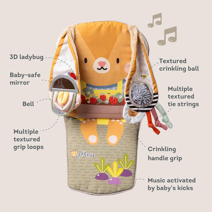 Musical Car Seat Toys for 0-12 Month Old Babies - Activity Center with Sensory Soft Hanging Toys and Mirror - Carseat Gift for Infants