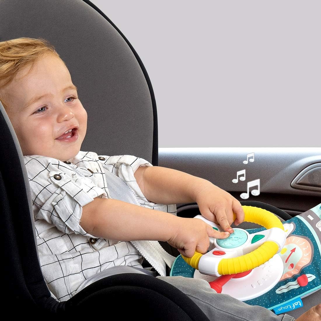 Musical Car Seat Toys for 0-12 Month Old Babies - Activity Center with Sensory Soft Hanging Toys and Mirror - Carseat Gift for Infants