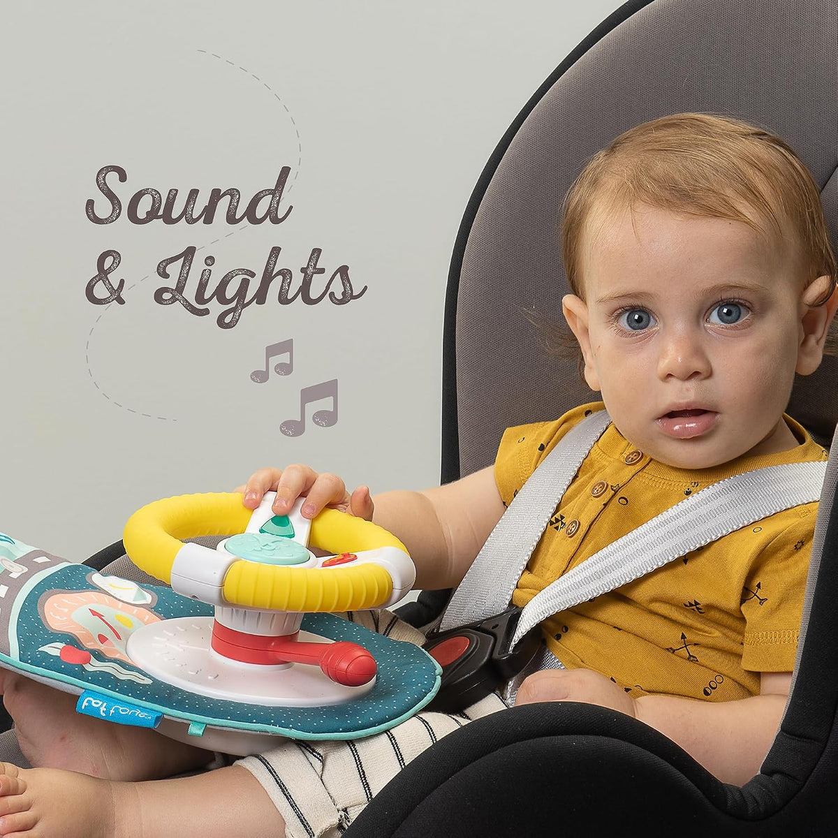 Musical Car Seat Toys for 0-12 Month Old Babies - Activity Center with Sensory Soft Hanging Toys and Mirror - Carseat Gift for Infants