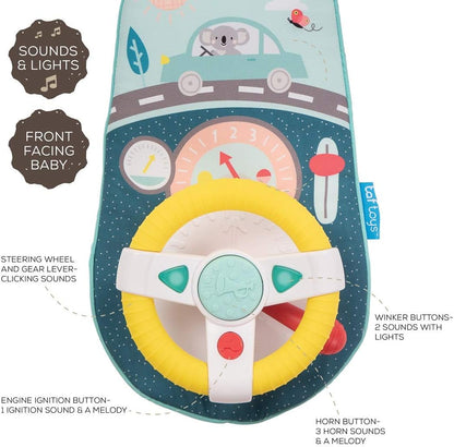 Musical Car Seat Toys for 0-12 Month Old Babies - Activity Center with Sensory Soft Hanging Toys and Mirror - Carseat Gift for Infants