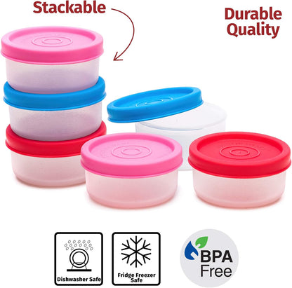 Condiment Containers with Lids- 6 pk. 1.3 oz.Salad Dressing to go Small Food Storage Containers- Sauce Cups Leak proof Reusable Plastic BPA free for Lunch Box Picnic Travel