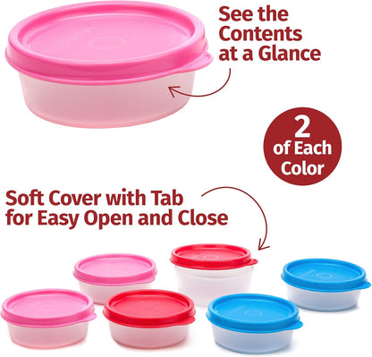 Condiment Containers with Lids- 6 pk. 1.3 oz.Salad Dressing to go Small Food Storage Containers- Sauce Cups Leak proof Reusable Plastic BPA free for Lunch Box Picnic Travel
