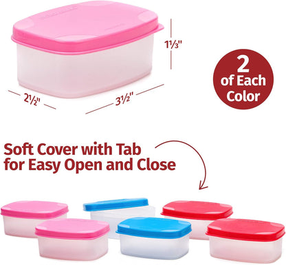 Condiment Containers with Lids- 6 pk. 1.3 oz.Salad Dressing to go Small Food Storage Containers- Sauce Cups Leak proof Reusable Plastic BPA free for Lunch Box Picnic Travel