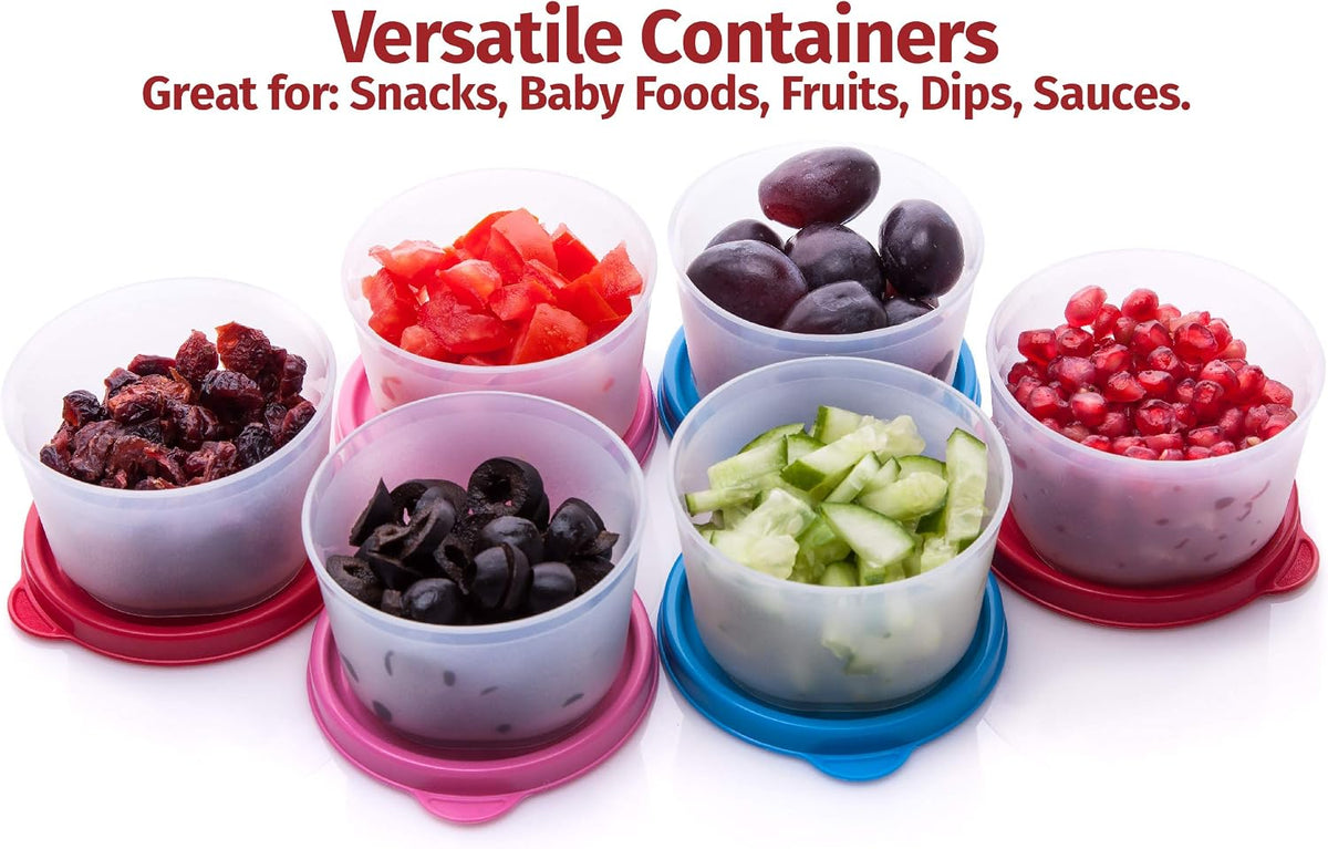 Condiment Containers with Lids- 6 pk. 1.3 oz.Salad Dressing to go Small Food Storage Containers- Sauce Cups Leak proof Reusable Plastic BPA free for Lunch Box Picnic Travel