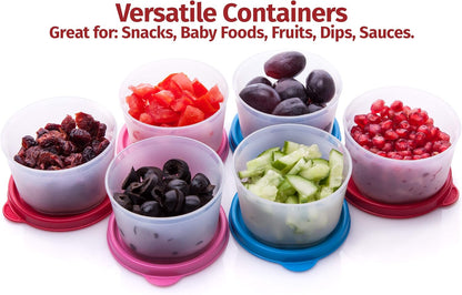 Condiment Containers with Lids- 6 pk. 1.3 oz.Salad Dressing to go Small Food Storage Containers- Sauce Cups Leak proof Reusable Plastic BPA free for Lunch Box Picnic Travel