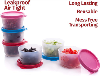 Condiment Containers with Lids- 6 pk. 1.3 oz.Salad Dressing to go Small Food Storage Containers- Sauce Cups Leak proof Reusable Plastic BPA free for Lunch Box Picnic Travel
